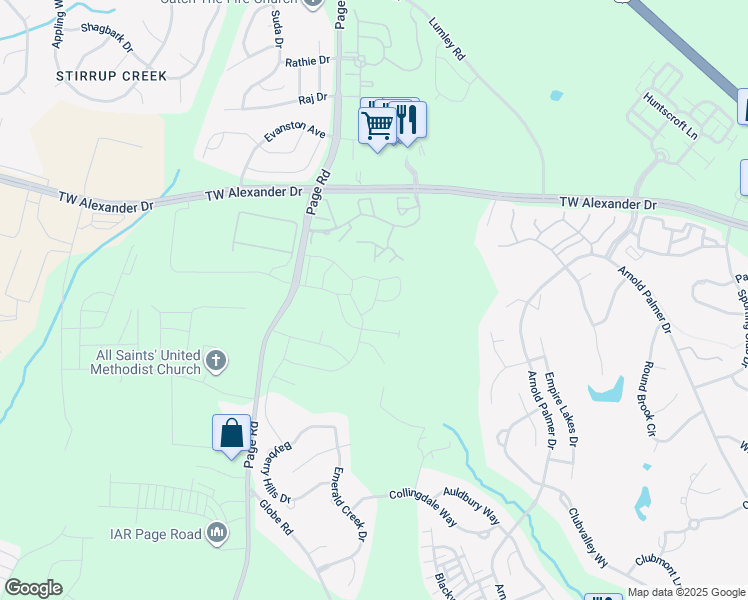 map of restaurants, bars, coffee shops, grocery stores, and more near 1016 Epiphany Road in Morrisville