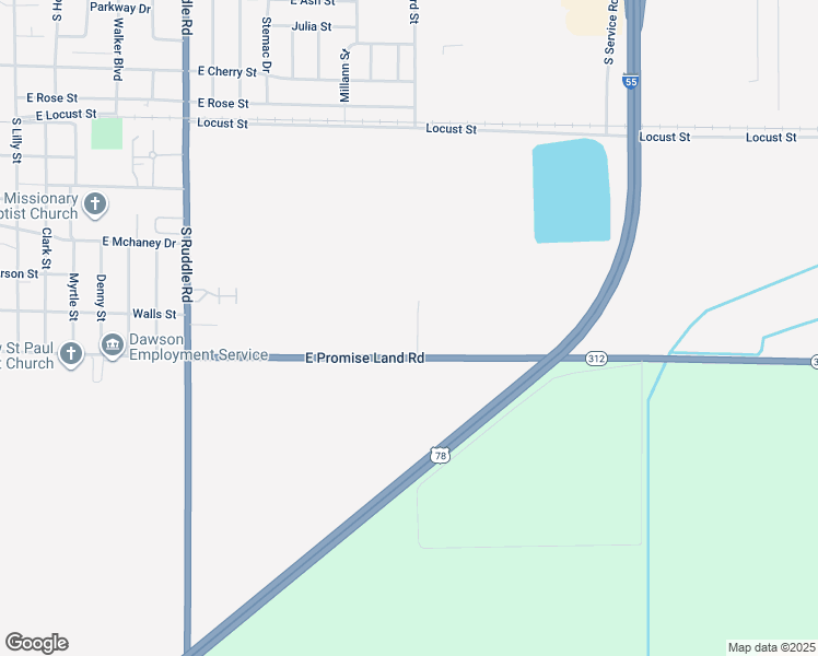 map of restaurants, bars, coffee shops, grocery stores, and more near 1012 East Promise Land Road in Blytheville