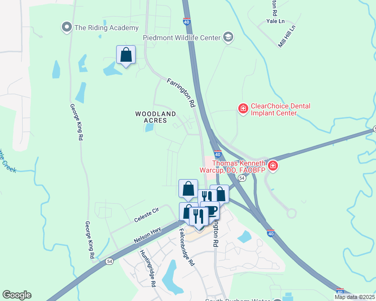 map of restaurants, bars, coffee shops, grocery stores, and more near 2921 Rutgers Place in Chapel Hill