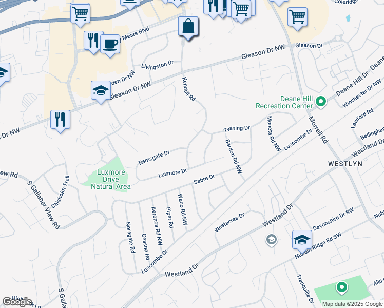 map of restaurants, bars, coffee shops, grocery stores, and more near 508 Kendall Road in Knoxville