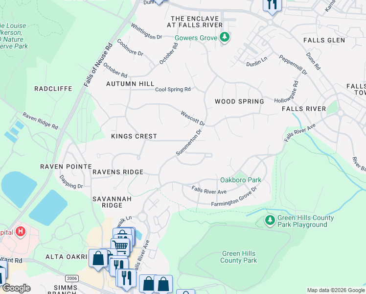 map of restaurants, bars, coffee shops, grocery stores, and more near 10404 Crisp Drive in Raleigh