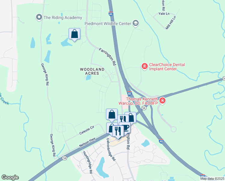 map of restaurants, bars, coffee shops, grocery stores, and more near 2921 Rutgers Place in Chapel Hill