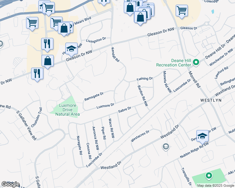 map of restaurants, bars, coffee shops, grocery stores, and more near 508 Kendall Road in Knoxville