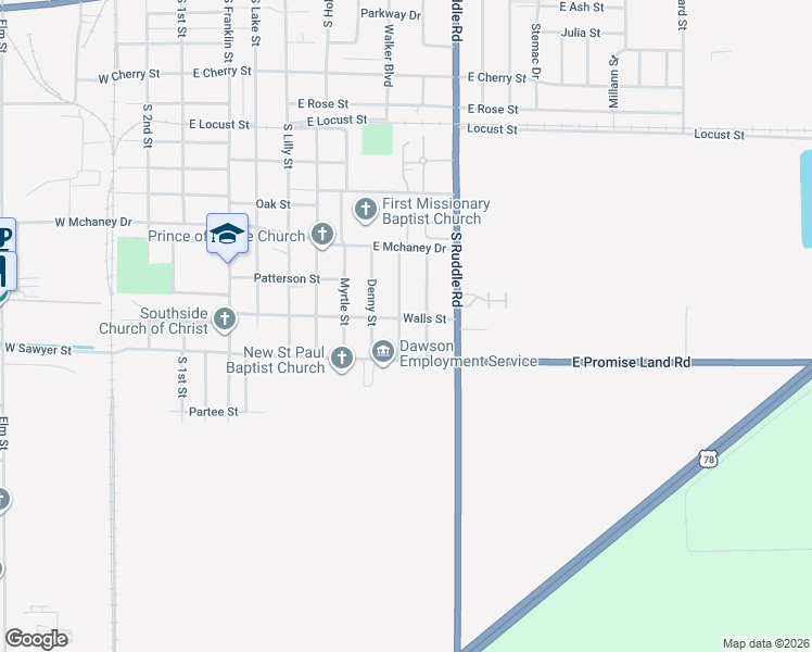 map of restaurants, bars, coffee shops, grocery stores, and more near 1125 Knowles Street in Blytheville