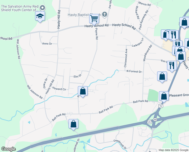 map of restaurants, bars, coffee shops, grocery stores, and more near 107 Layton Way in Thomasville