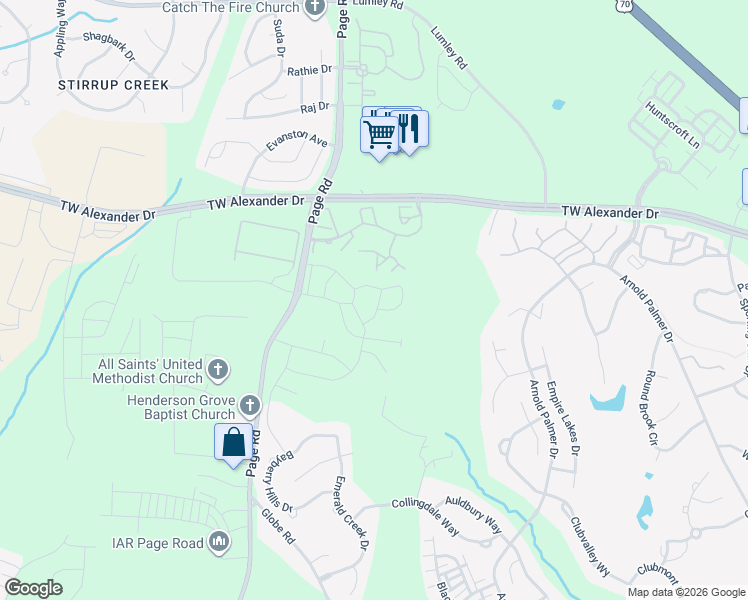 map of restaurants, bars, coffee shops, grocery stores, and more near 1016 Epiphany Road in Morrisville