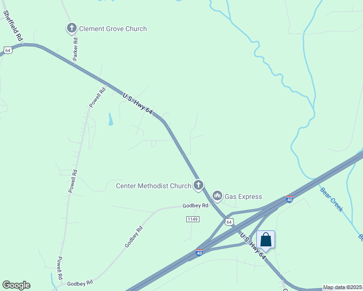 map of restaurants, bars, coffee shops, grocery stores, and more near 1962 U.S. 64 in Mocksville