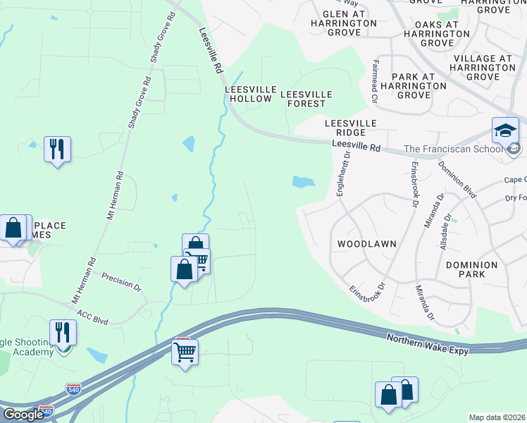 map of restaurants, bars, coffee shops, grocery stores, and more near 7231 ACC Boulevard in Raleigh