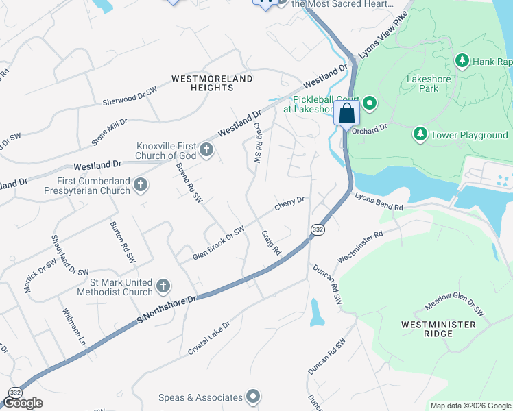map of restaurants, bars, coffee shops, grocery stores, and more near 6621 Cherry Drive in Knoxville