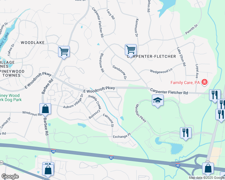 map of restaurants, bars, coffee shops, grocery stores, and more near 1017 Red Hat Lane in Durham