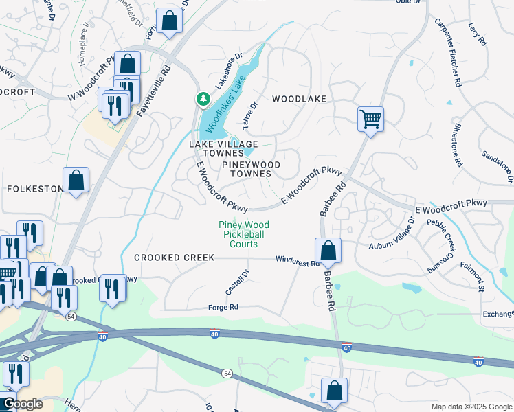 map of restaurants, bars, coffee shops, grocery stores, and more near 15 Casabelle Court in Durham