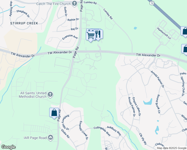 map of restaurants, bars, coffee shops, grocery stores, and more near 1112 Epiphany Road in Morrisville