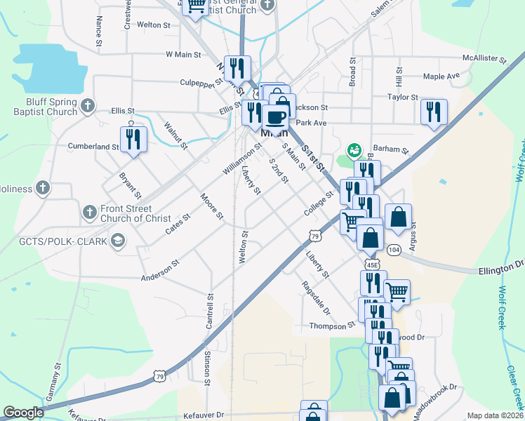 map of restaurants, bars, coffee shops, grocery stores, and more near 2041 Liberty Street in Milan