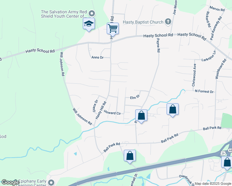 map of restaurants, bars, coffee shops, grocery stores, and more near 117 Hidden Hills Drive in Thomasville