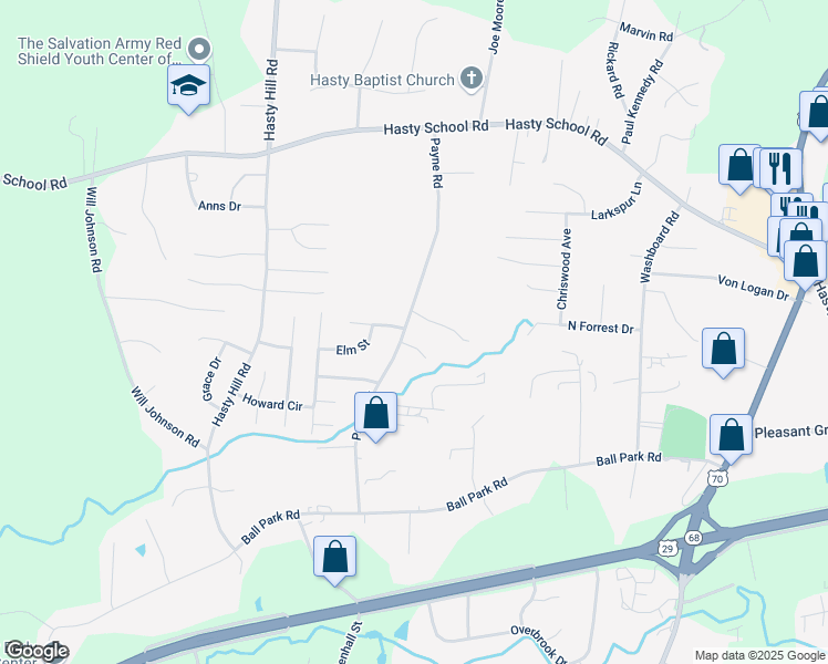 map of restaurants, bars, coffee shops, grocery stores, and more near 138 Birch Tree Lane in Thomasville