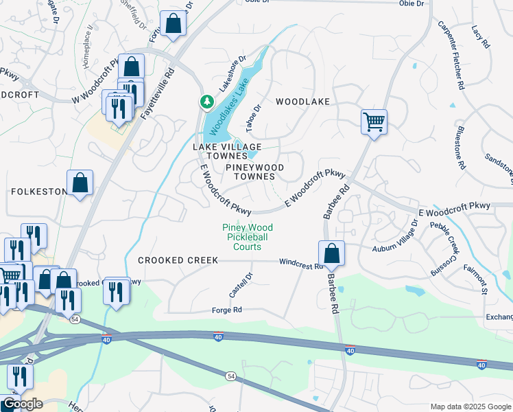 map of restaurants, bars, coffee shops, grocery stores, and more near 15 Casabelle Court in Durham