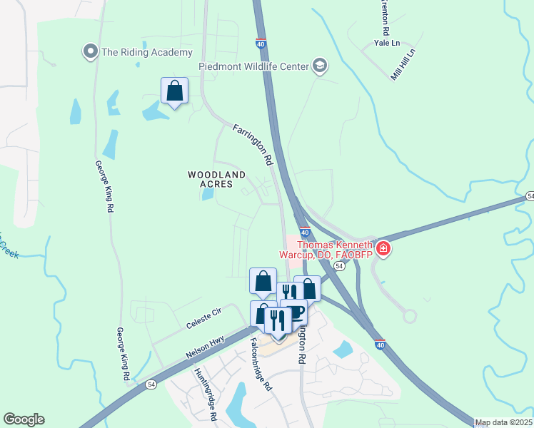 map of restaurants, bars, coffee shops, grocery stores, and more near 2921 Rutgers Place in Chapel Hill