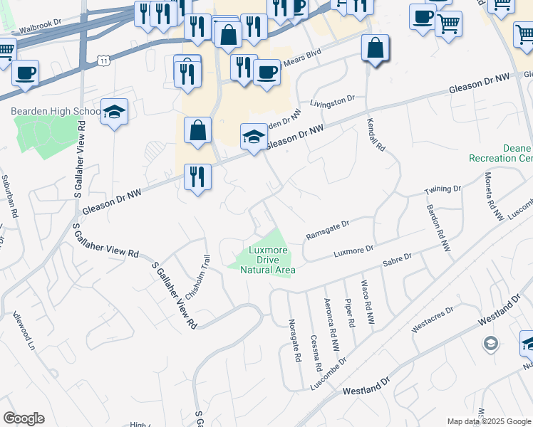 map of restaurants, bars, coffee shops, grocery stores, and more near 505 Bretton Wood Drive in Knoxville