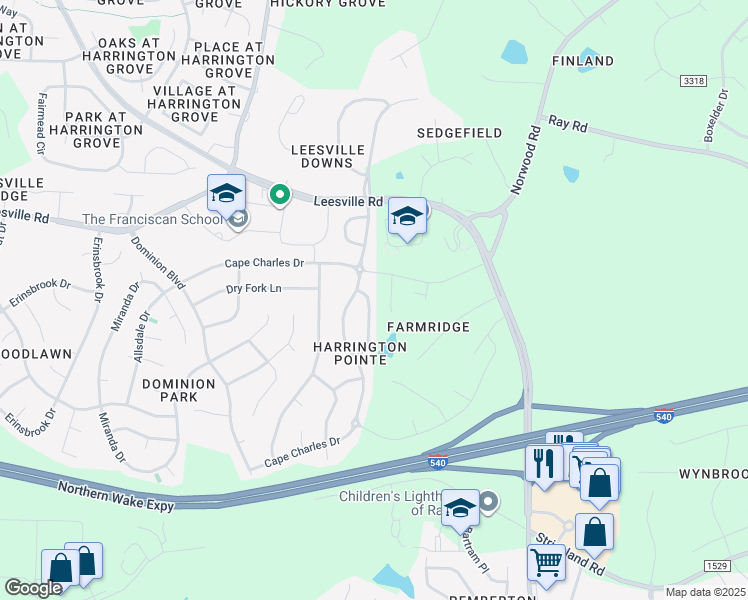 map of restaurants, bars, coffee shops, grocery stores, and more near 6042 McDevon Drive in Raleigh