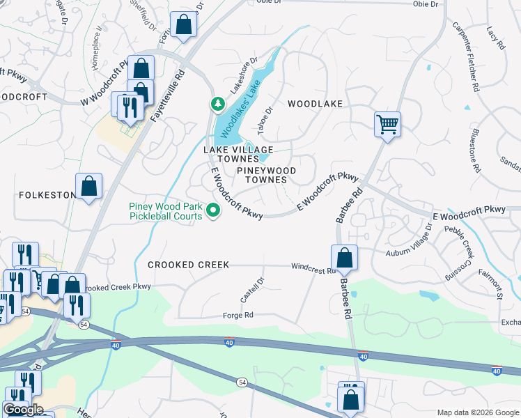 map of restaurants, bars, coffee shops, grocery stores, and more near 12 Casabelle Court in Durham