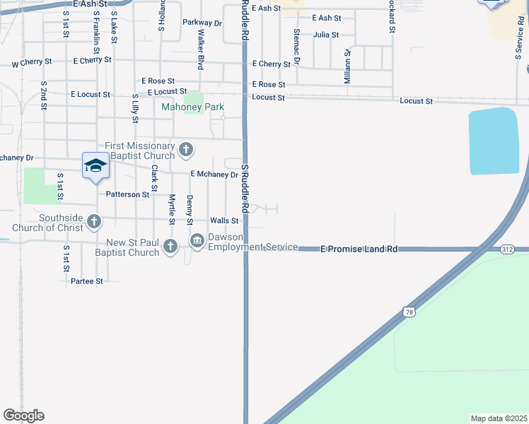 map of restaurants, bars, coffee shops, grocery stores, and more near 1102 South Ruddle Road in Blytheville