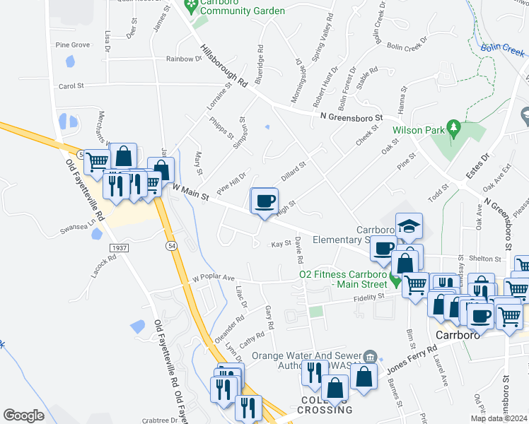 map of restaurants, bars, coffee shops, grocery stores, and more near in Orange County