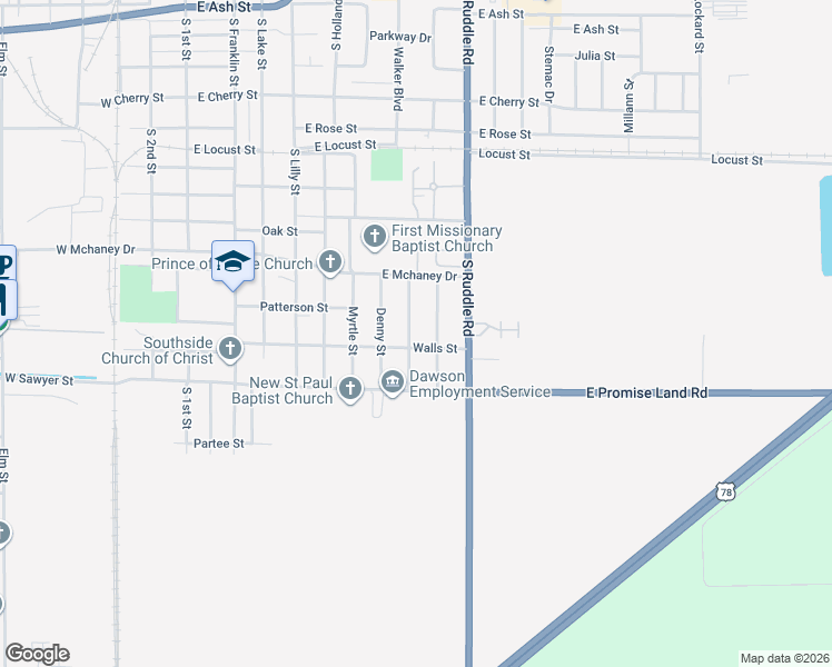 map of restaurants, bars, coffee shops, grocery stores, and more near 1125 Knowles Street in Blytheville