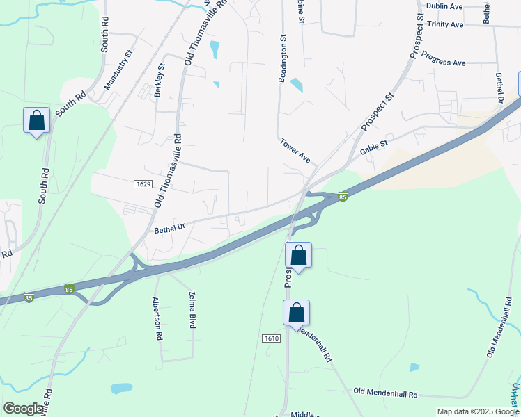 map of restaurants, bars, coffee shops, grocery stores, and more near 1788 Bethel Drive in High Point
