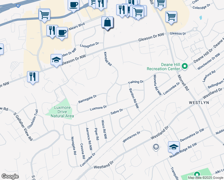map of restaurants, bars, coffee shops, grocery stores, and more near 508 Kendall Road in Knoxville