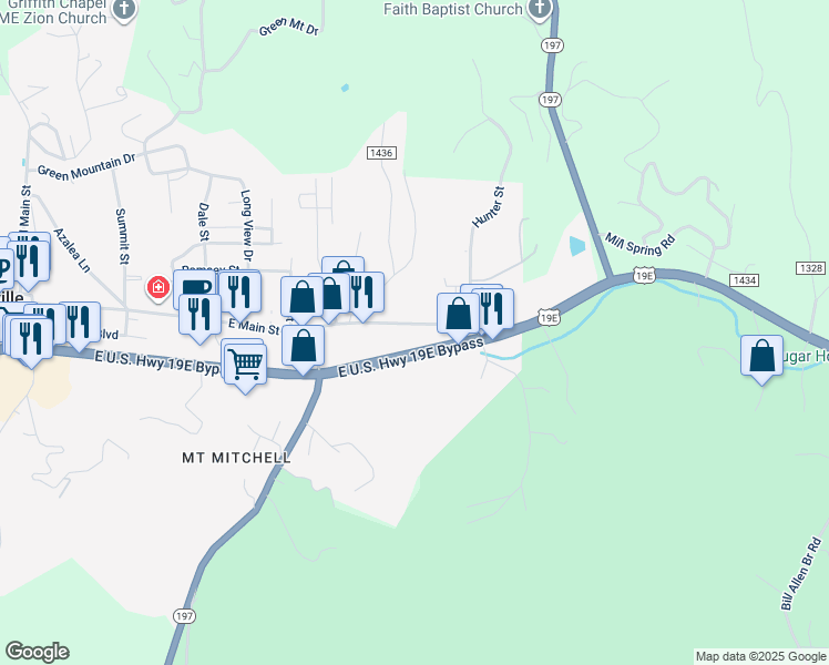 map of restaurants, bars, coffee shops, grocery stores, and more near 718 East Main Street in Burnsville