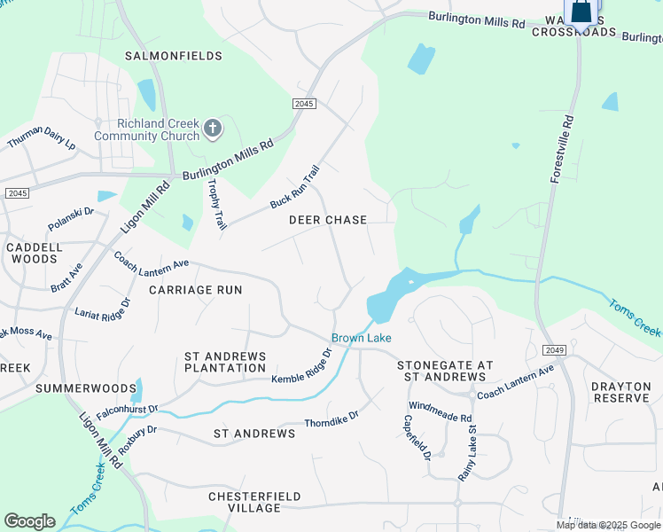 map of restaurants, bars, coffee shops, grocery stores, and more near 5001 Deer Lake Trail in Wake Forest