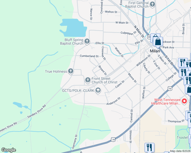 map of restaurants, bars, coffee shops, grocery stores, and more near 4040 West Front Street in Milan