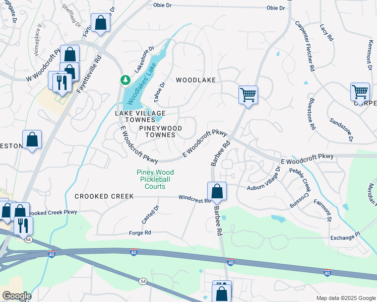 map of restaurants, bars, coffee shops, grocery stores, and more near 7 Waconda Court in Durham