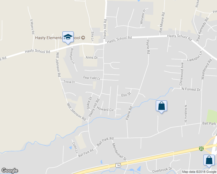 map of restaurants, bars, coffee shops, grocery stores, and more near 121 Hidden Hills Drive in Thomasville