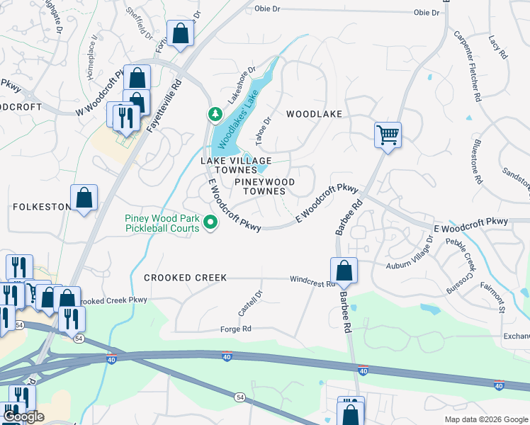 map of restaurants, bars, coffee shops, grocery stores, and more near 12 Casabelle Court in Durham