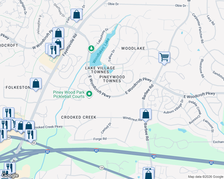 map of restaurants, bars, coffee shops, grocery stores, and more near 12 Casabelle Court in Durham