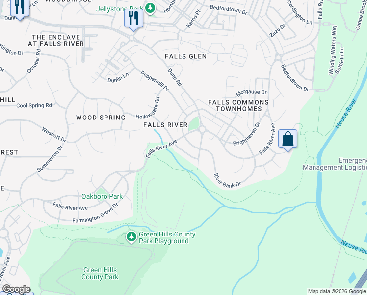 map of restaurants, bars, coffee shops, grocery stores, and more near 10425 Neland Street in Raleigh
