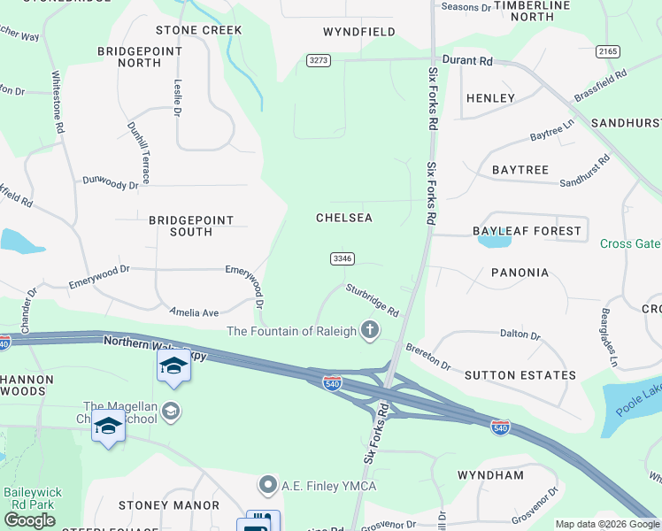 map of restaurants, bars, coffee shops, grocery stores, and more near 9821 Longford Drive in Raleigh
