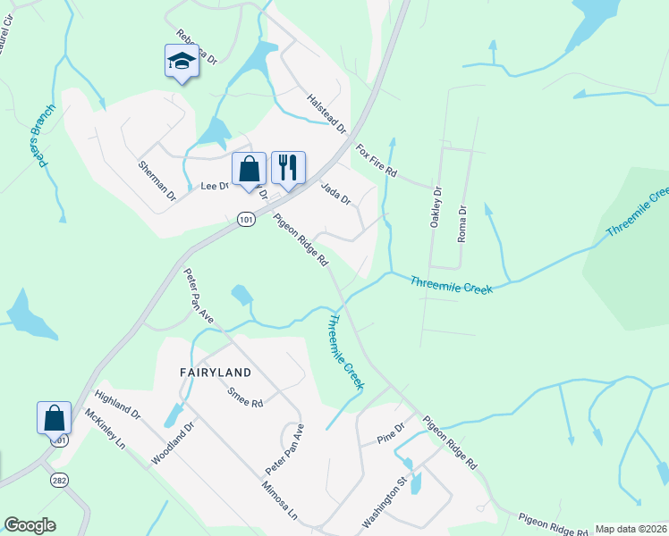 map of restaurants, bars, coffee shops, grocery stores, and more near 315 Pigeon Ridge Road in Crossville