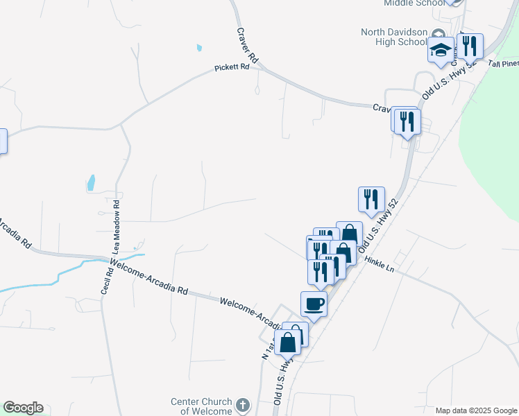 map of restaurants, bars, coffee shops, grocery stores, and more near Candlewood Drive in Lexington
