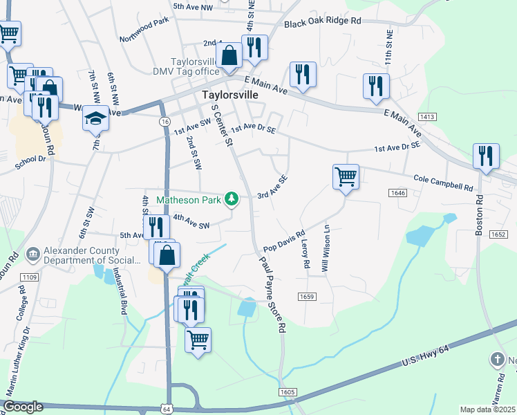 map of restaurants, bars, coffee shops, grocery stores, and more near 455 South Center Street in Taylorsville