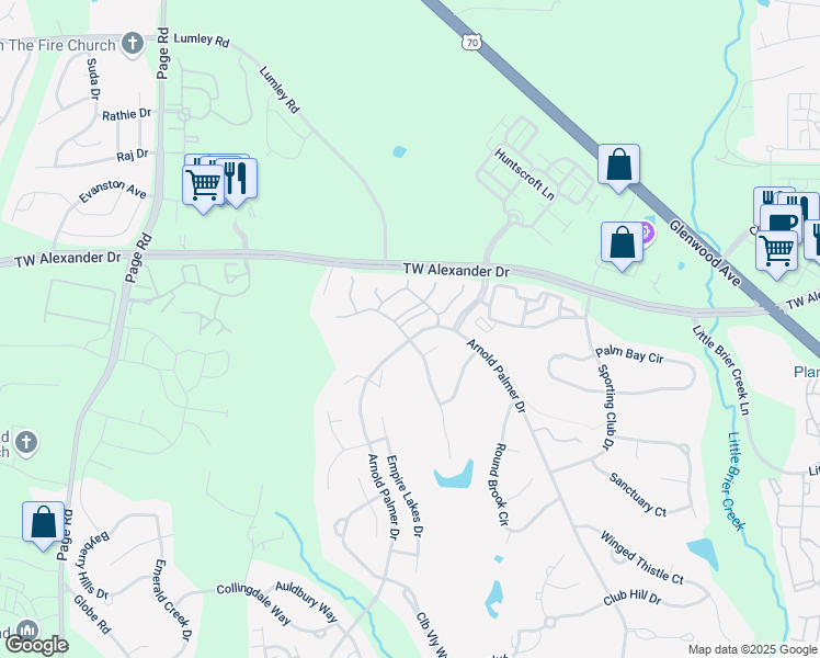 map of restaurants, bars, coffee shops, grocery stores, and more near 9527 Vira Drive in Raleigh