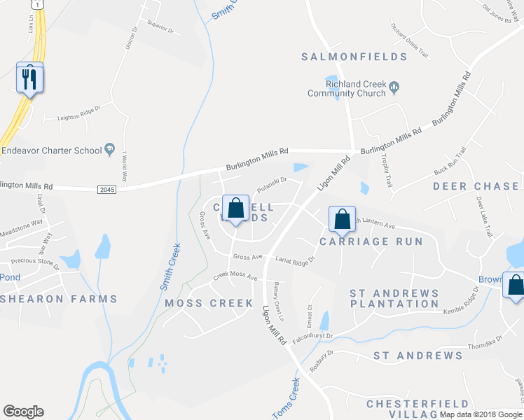 map of restaurants, bars, coffee shops, grocery stores, and more near 3108 Gross Avenue in Wake Forest