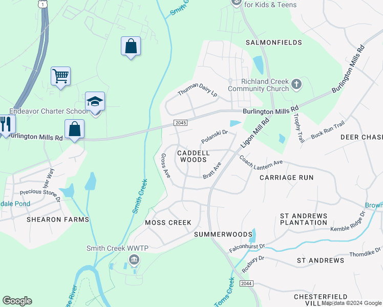 map of restaurants, bars, coffee shops, grocery stores, and more near 8828 Kaplan Woods Way in Wake Forest