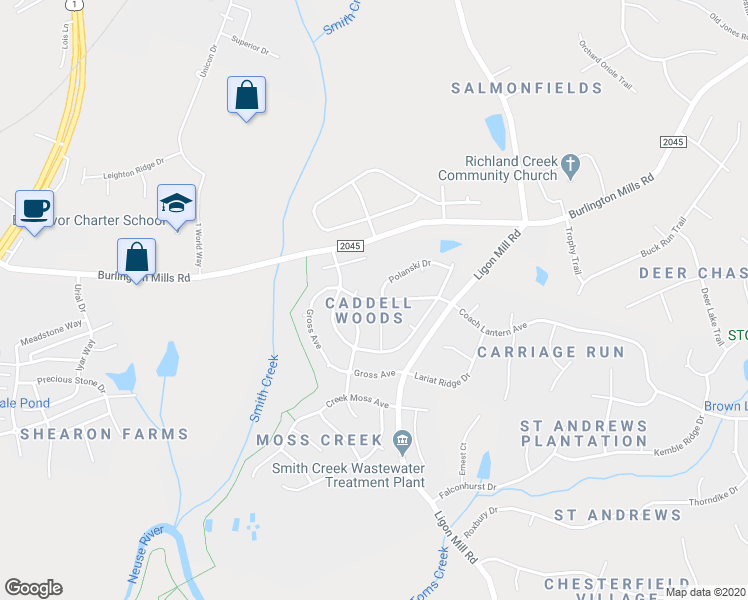 map of restaurants, bars, coffee shops, grocery stores, and more near 3099 Gross Avenue in Wake Forest