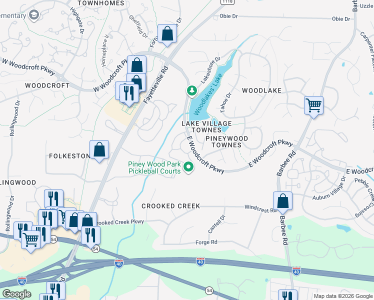 map of restaurants, bars, coffee shops, grocery stores, and more near 800 Lydias Way in Durham