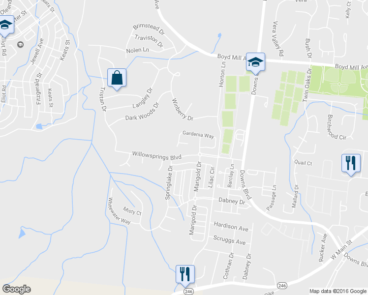 map of restaurants, bars, coffee shops, grocery stores, and more near 404 Daffodil Court in Franklin