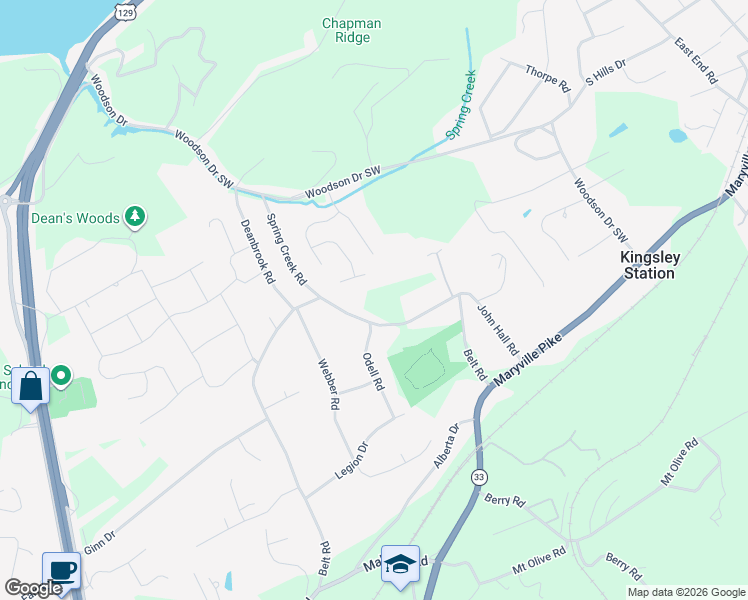 map of restaurants, bars, coffee shops, grocery stores, and more near 2147 Belt Road in Knoxville