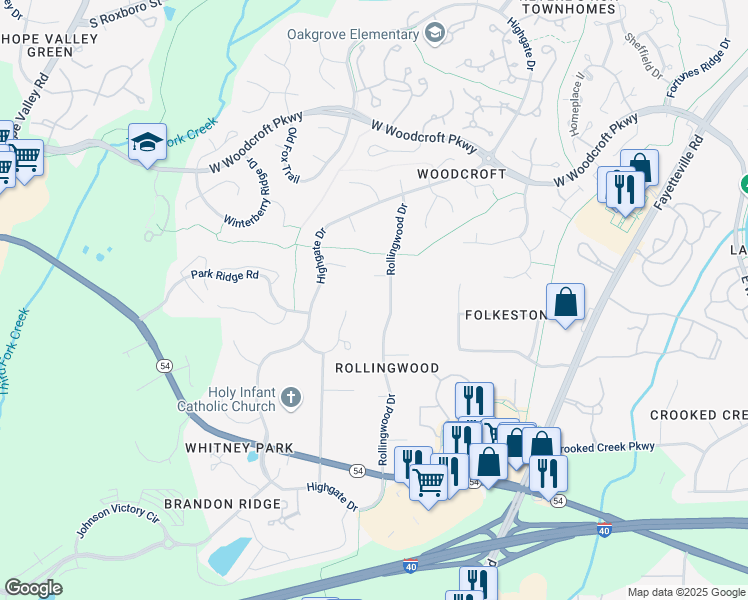 map of restaurants, bars, coffee shops, grocery stores, and more near in Durham