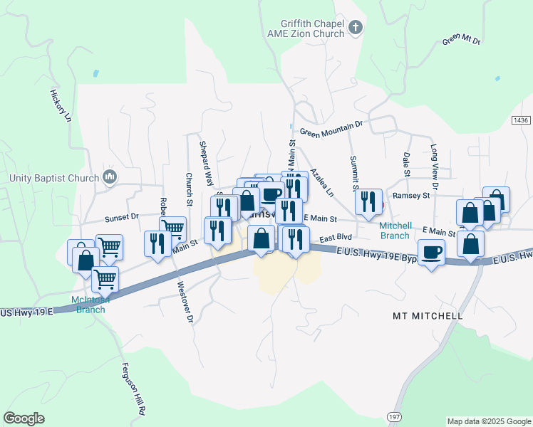 map of restaurants, bars, coffee shops, grocery stores, and more near in Burnsville
